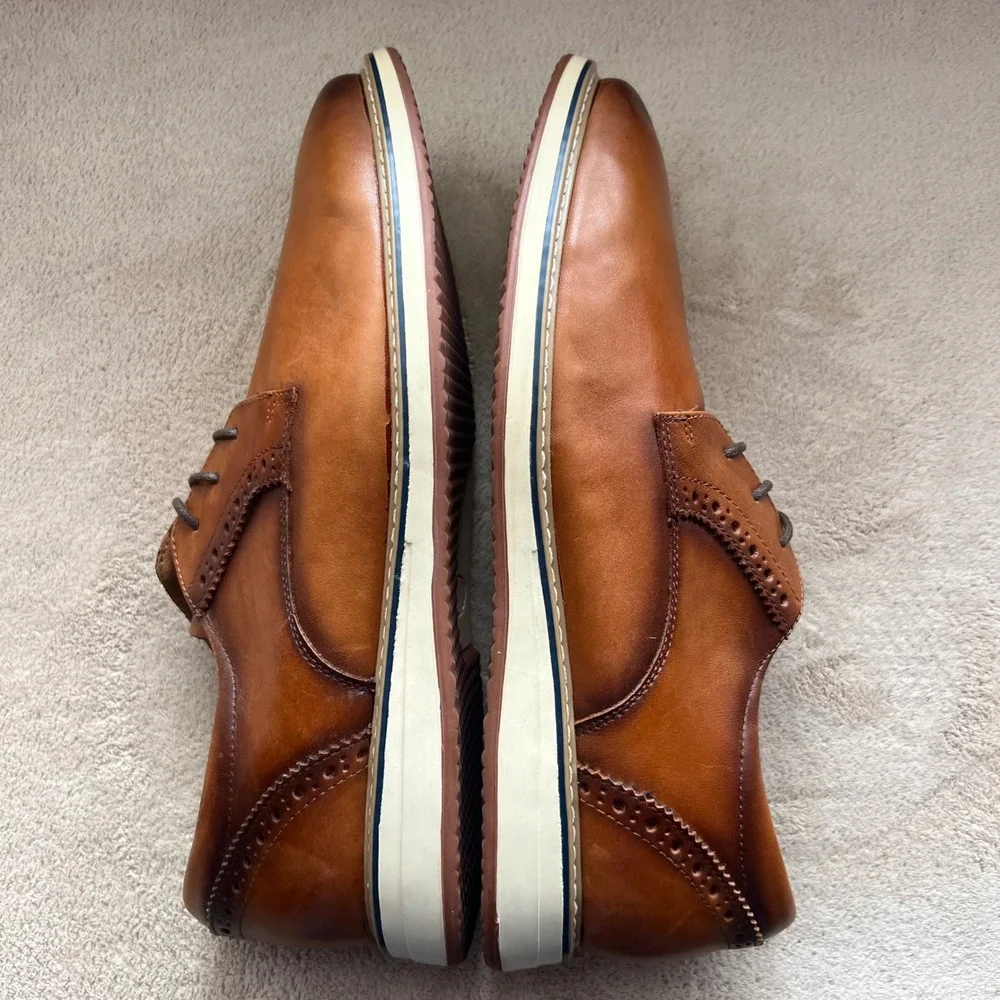 Steve Madden Brelman Men 8M Burnished Cognac Brown Leather Oxford‎ Dress Shoes